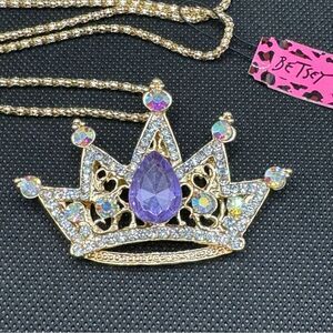 NECKLACE! Betsey Johnson Purple Queen Crown w/ Gemstones BNWT